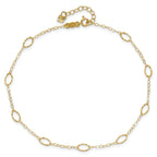 14k Textured Oval Shapes 9 inch Plus 1 inch Extender - Total 10 inch Anklet
