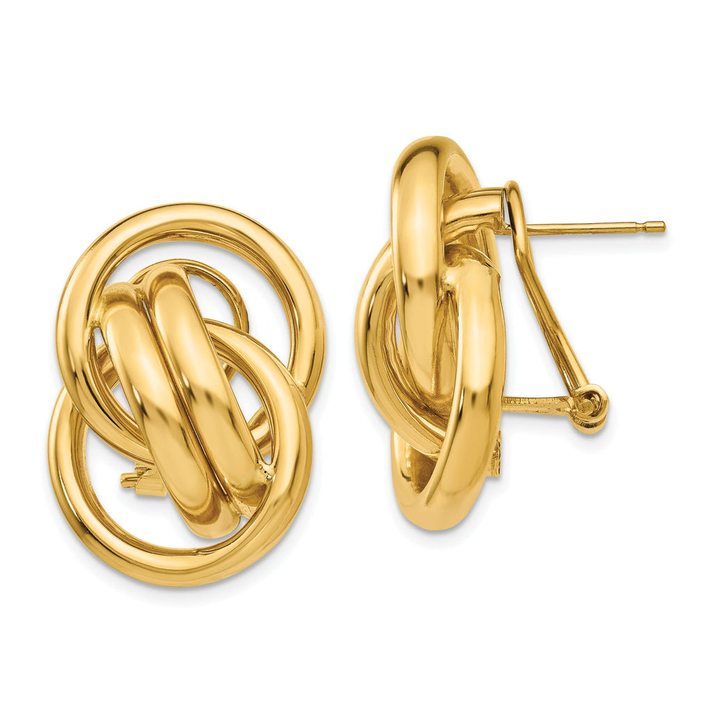 14K Gold Polished Button Earrings with Omega Clip Back 26mm Elegant Design