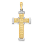 14K Two-Tone Gold Latin Cross Pendant with Polished Finish