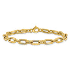 14K Polished & Textured Fancy Link Bracelet
