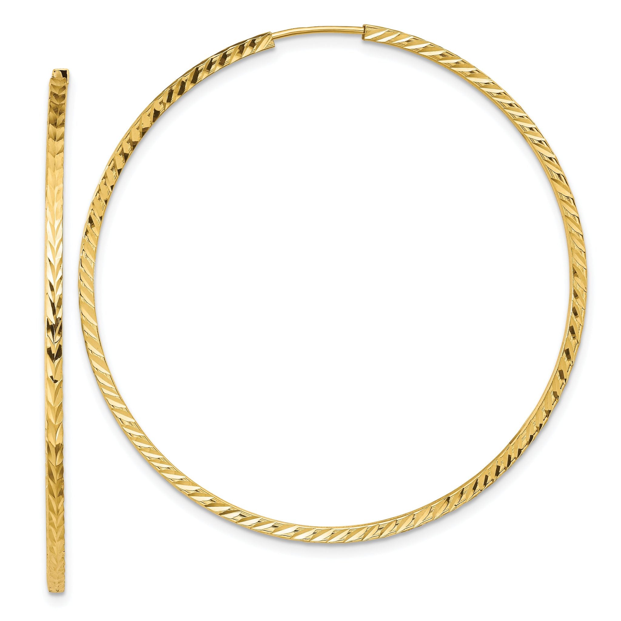14k Diamond-cut Square Tube Endless Hoop Earrings Main image
