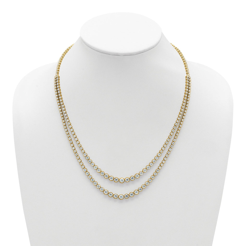 14k 15 1/2 carat Lab Grown Diamond VS/SI+ G+ Complete 20 inch Graduated Layered Tennis Necklace