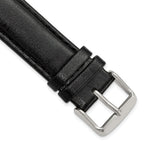 Smooth Leather Watch Band in Black with Silver-Tone Buckle, 24mm