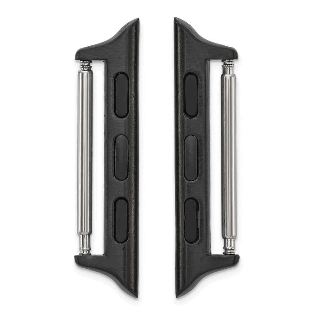 Set of Two 42mm Stainless Steel Black IP-plated Apple Watch Adapter for 22mm Watch Band