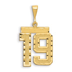 Large Number 19 Charm in 14K Yellow Gold, Brushed & Diamond-Cut - Sophia Jewelers