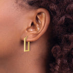 14K Polished Rectangle Hoop Earrings