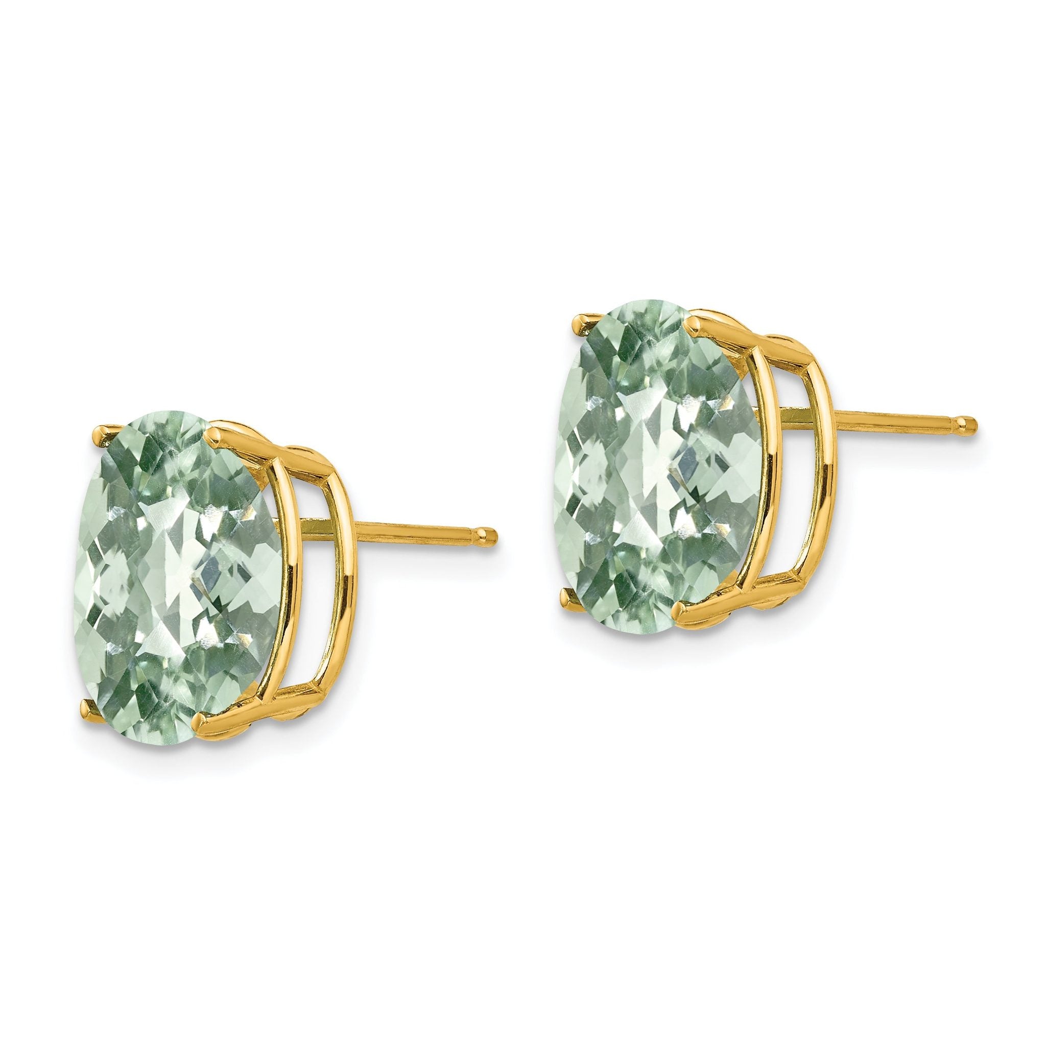 14k 12x10 Oval Checker-Cut Green Quartz Earrings Secondary image