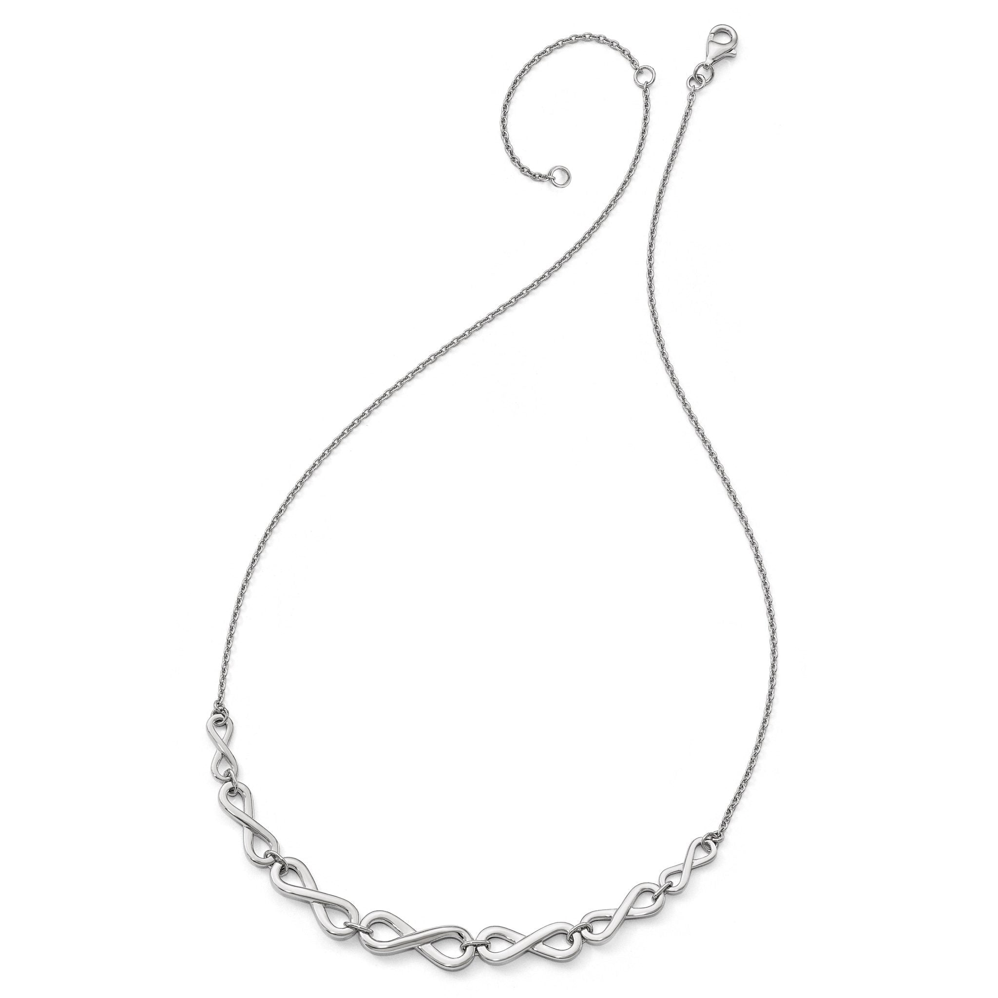Sterling Silver Infinity Necklace with Polished Finish and Extender Secondary image
