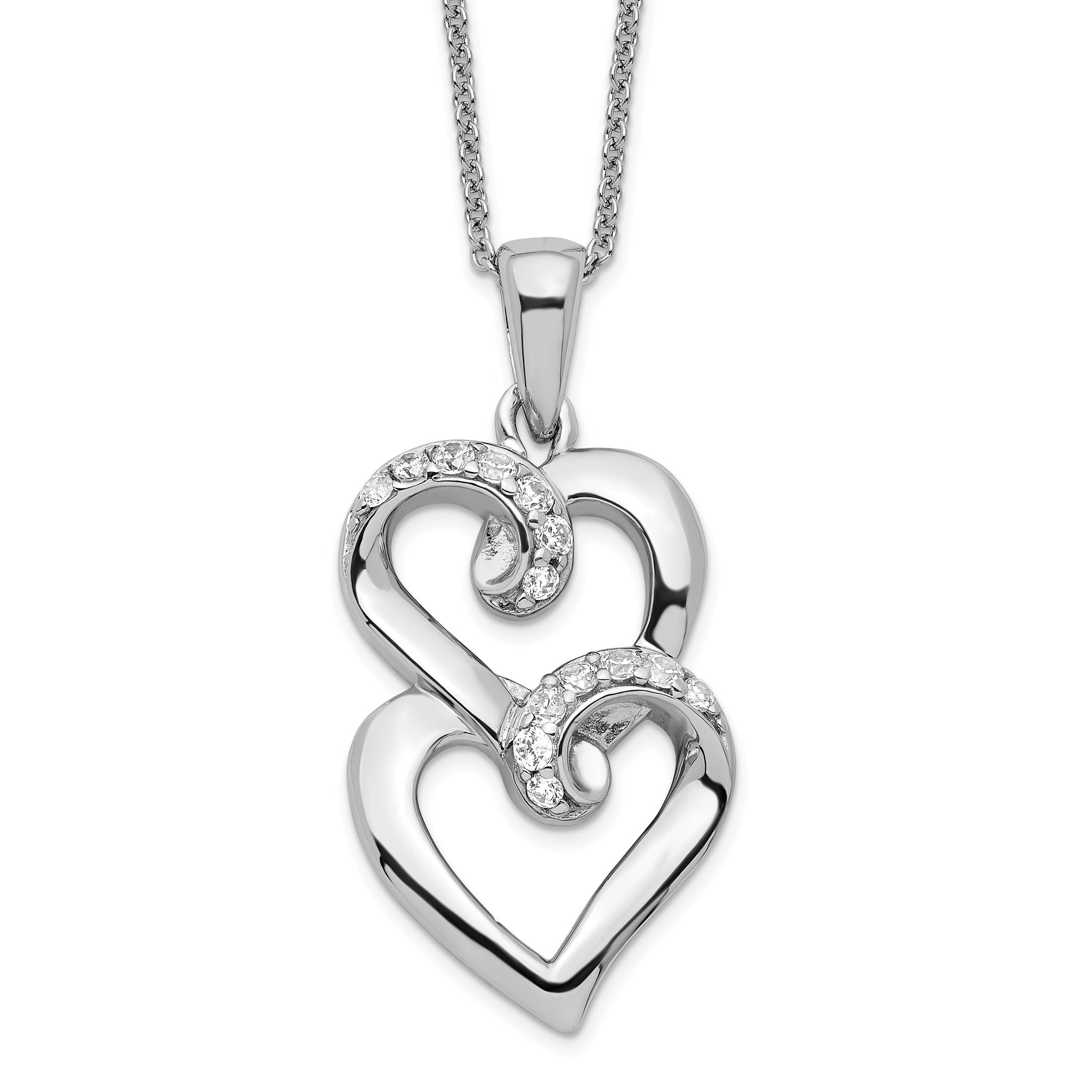 Sentimental Expressions Sterling Silver Rhodium-plated CZ To My Sister 18in Heart Necklace Main image