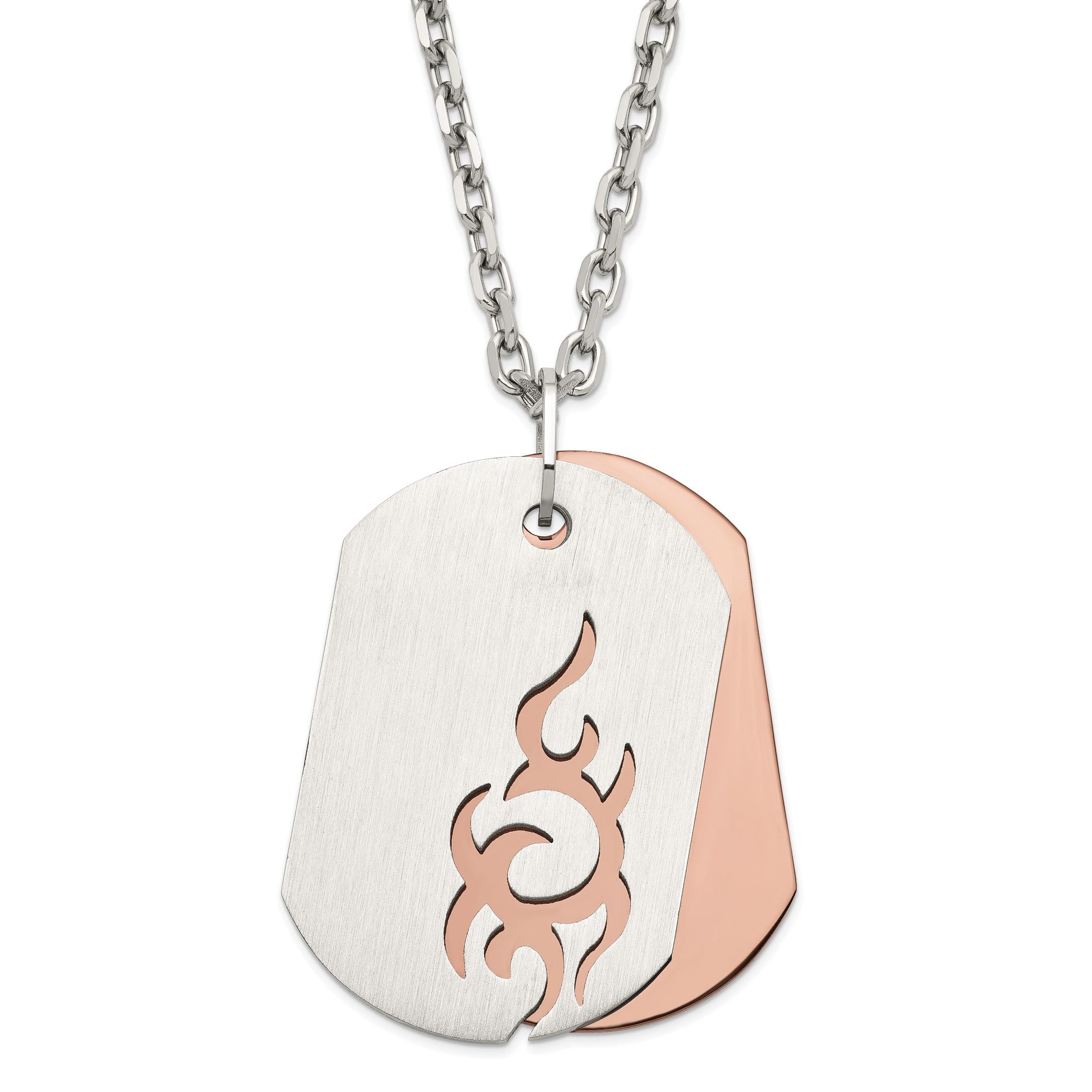Brown IP-Plated Dog Tag Necklace in Stainless Steel Main image
