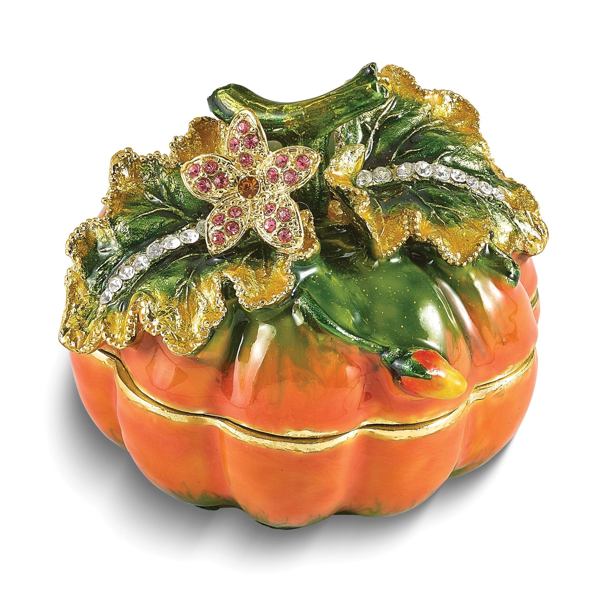 Autumn Pumpkin Trinket Box & Necklace Set in Gold-Tone Pewter Main image