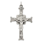Sterling Silver 925 INRI Crucifix Pendant with Antiqued Polished Finish