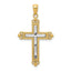 14K Gold and Rhodium Diamond-Cut Cross Pendant  Elegant Solid Design