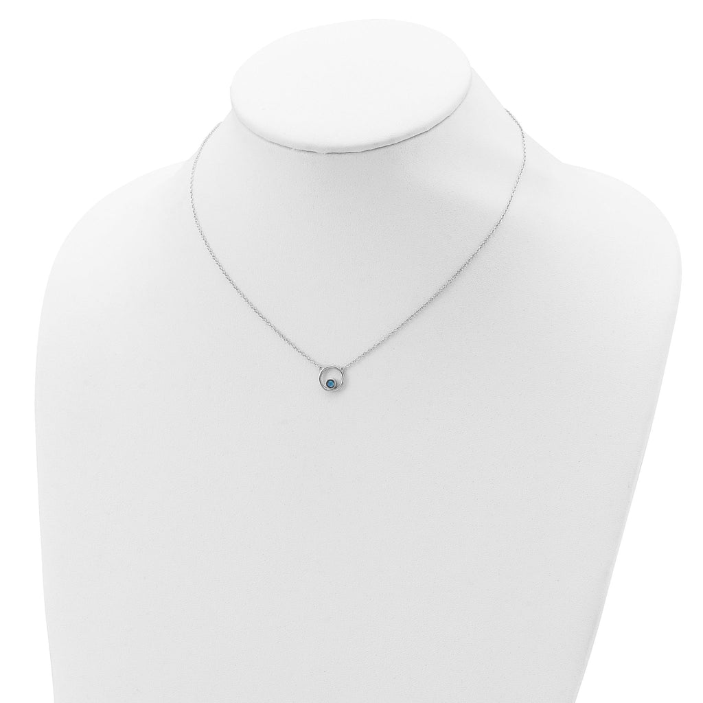 Sterling Silver Rhodium-plated Created Opal Circle With  2in ext. Necklace