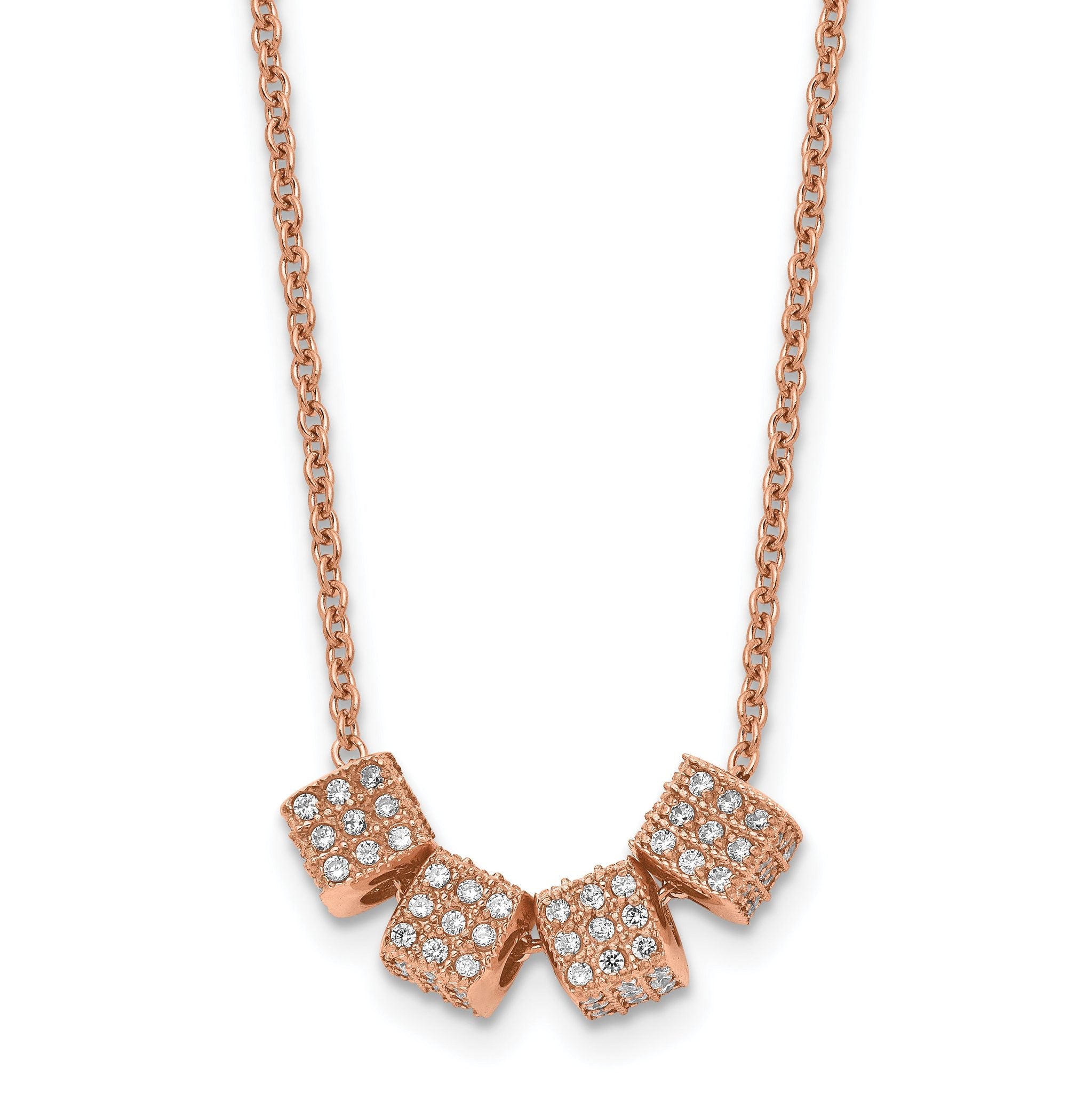 Rose-Tone CZ Necklace in Stainless Steel Main image