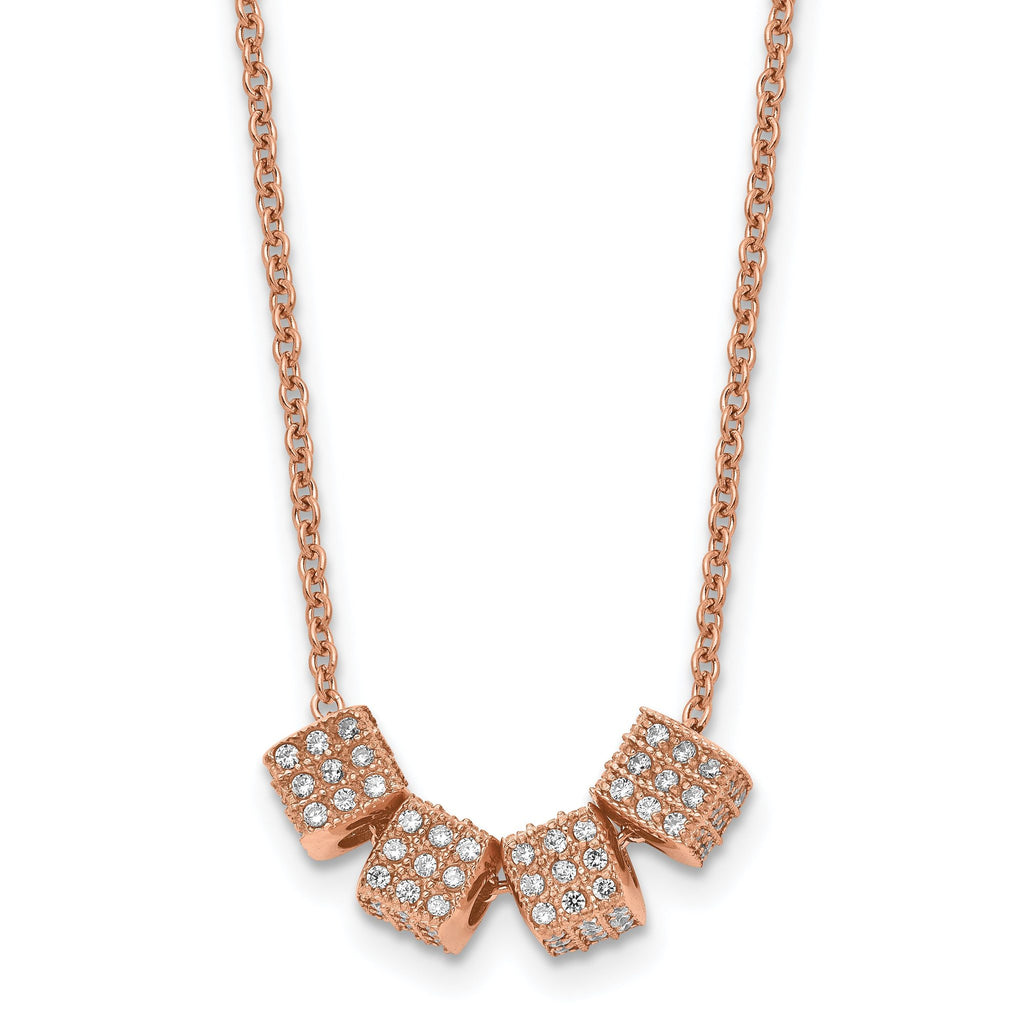 Rose-Tone CZ Necklace in Stainless Steel