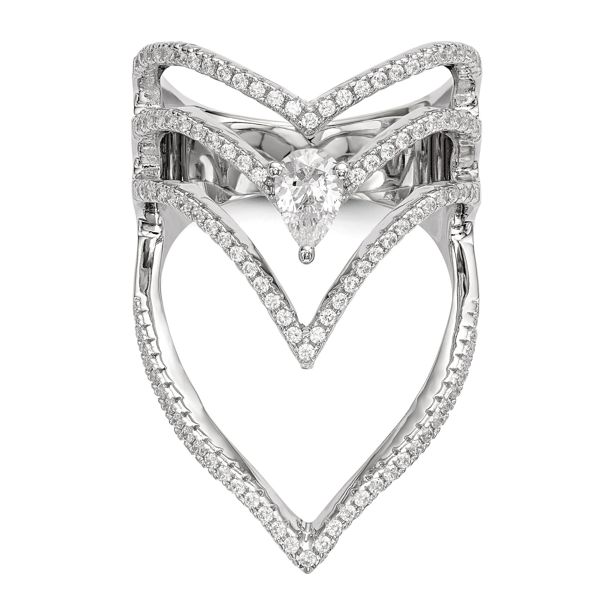 Pure Fire Sterling Silver Rhod-plated CZ Ring