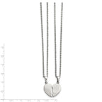 Chisel Stainless Steel Polished 2 Piece Heart Pendants on 20 inch Cable Chain Necklace Set