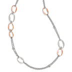 Sophia Jewelers 925 Sterling Silver Two-Tone Necklace with Rose Gold Accent