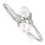 Sophia Jewelers Sterling Silver Keshi Pearl Flexible Bangle with CZ Elegance