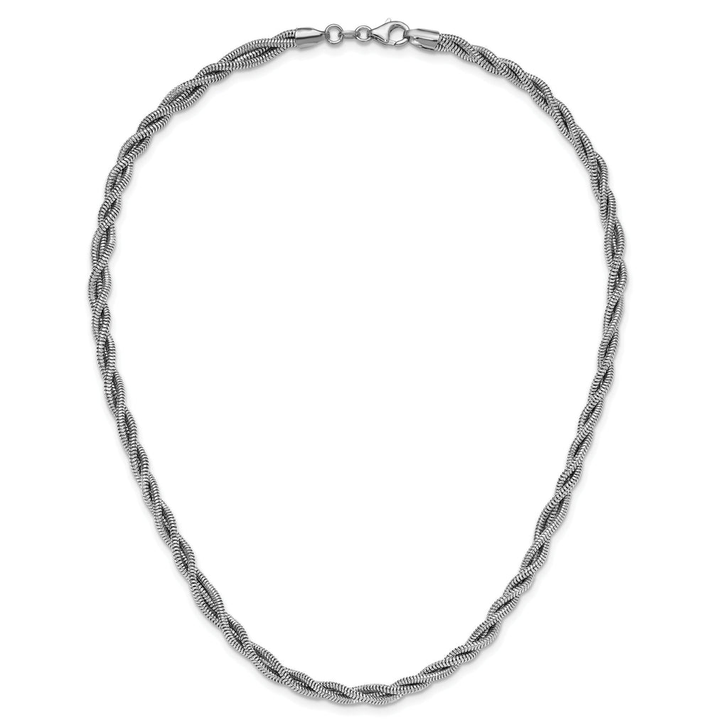 Sterling Silver RH-plated Polished and Twisted Necklace