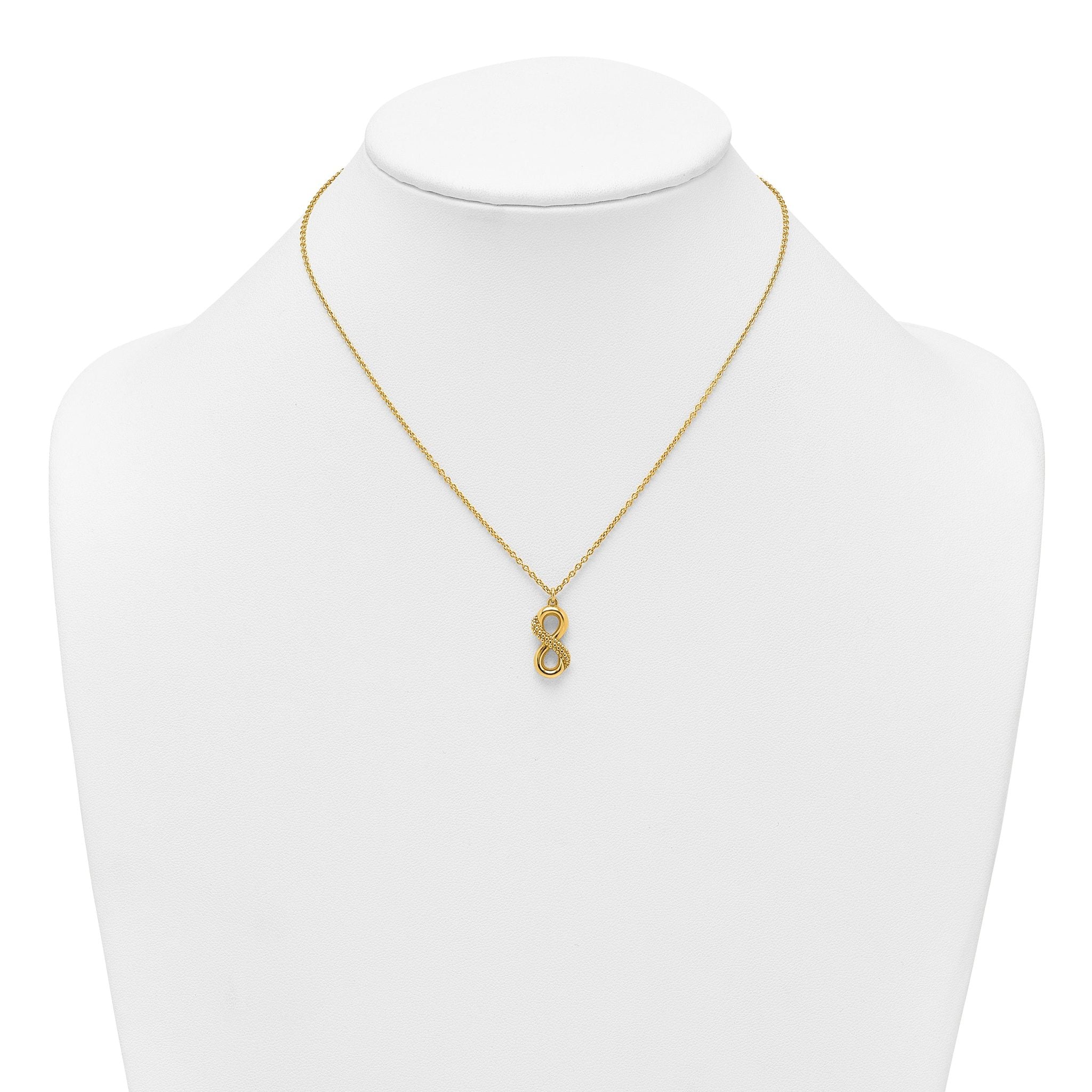 Sterling Silver Gold-tone Polished and Textured Infinity 16 inch Necklace