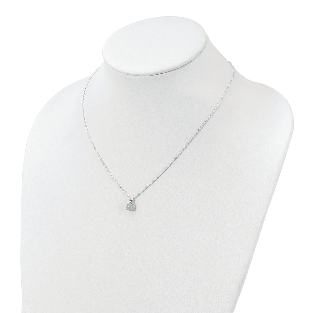 Sterling Silver Light Blue Quartzite & CZ Necklace