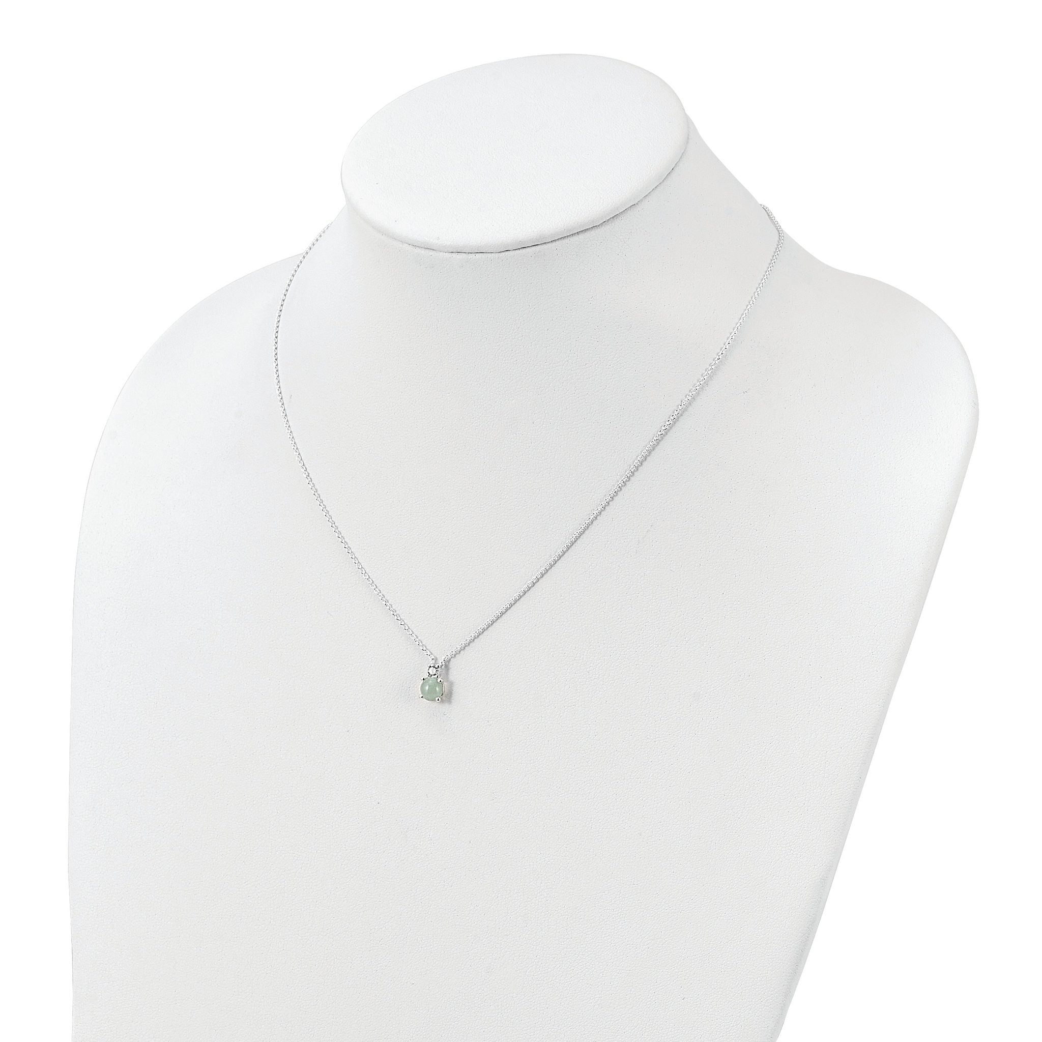 Sterling Silver Light Blue Quartzite & CZ Necklace
