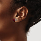 14k White Gold 8mm Garnet Earrings
