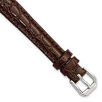 10mm Brown Alligator Grain Leather with Silver-tone Buckle 6.75 inch Watch Band