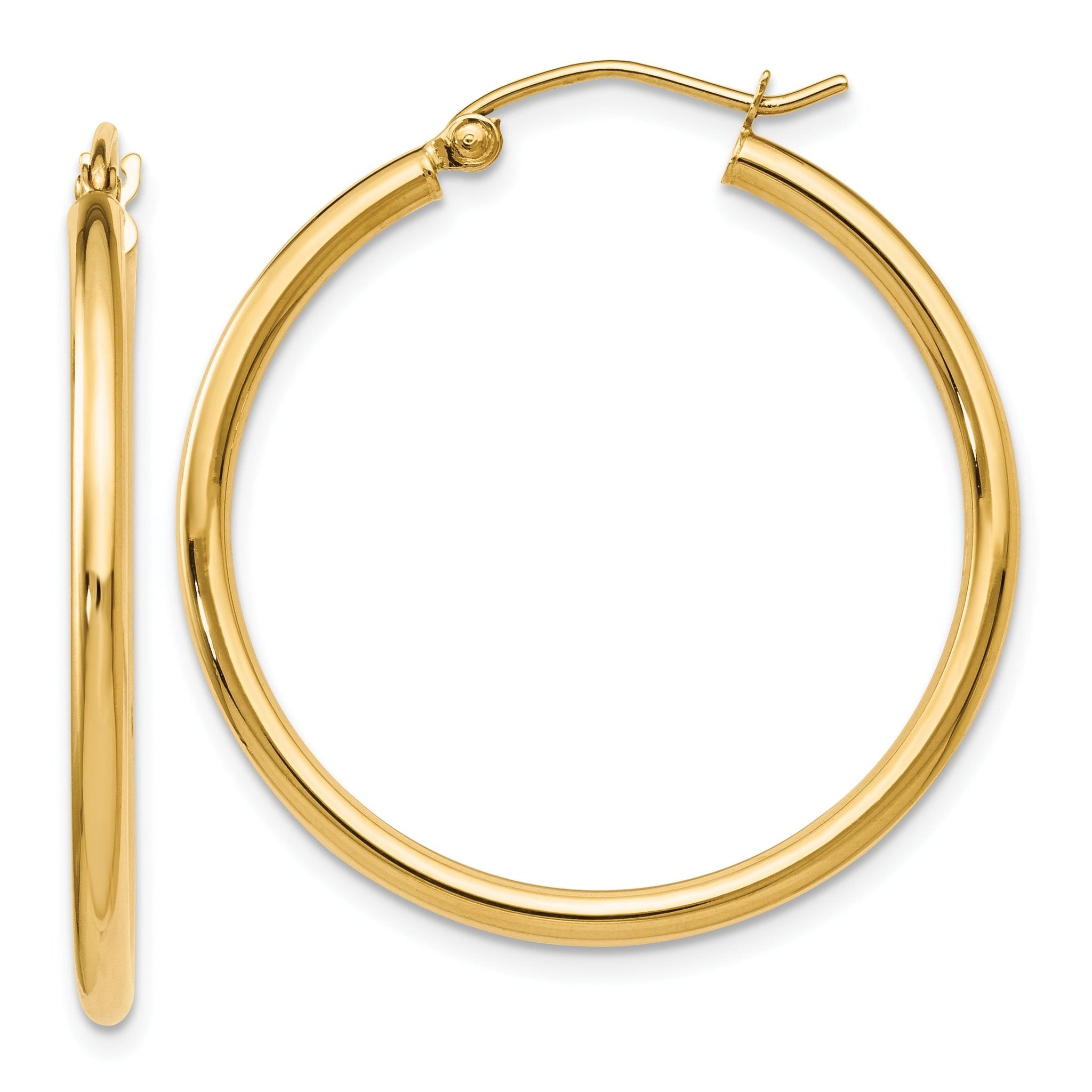 10K Gold Polished Hoop Earrings with Hollow Design and Lifetime Guarantee Main image