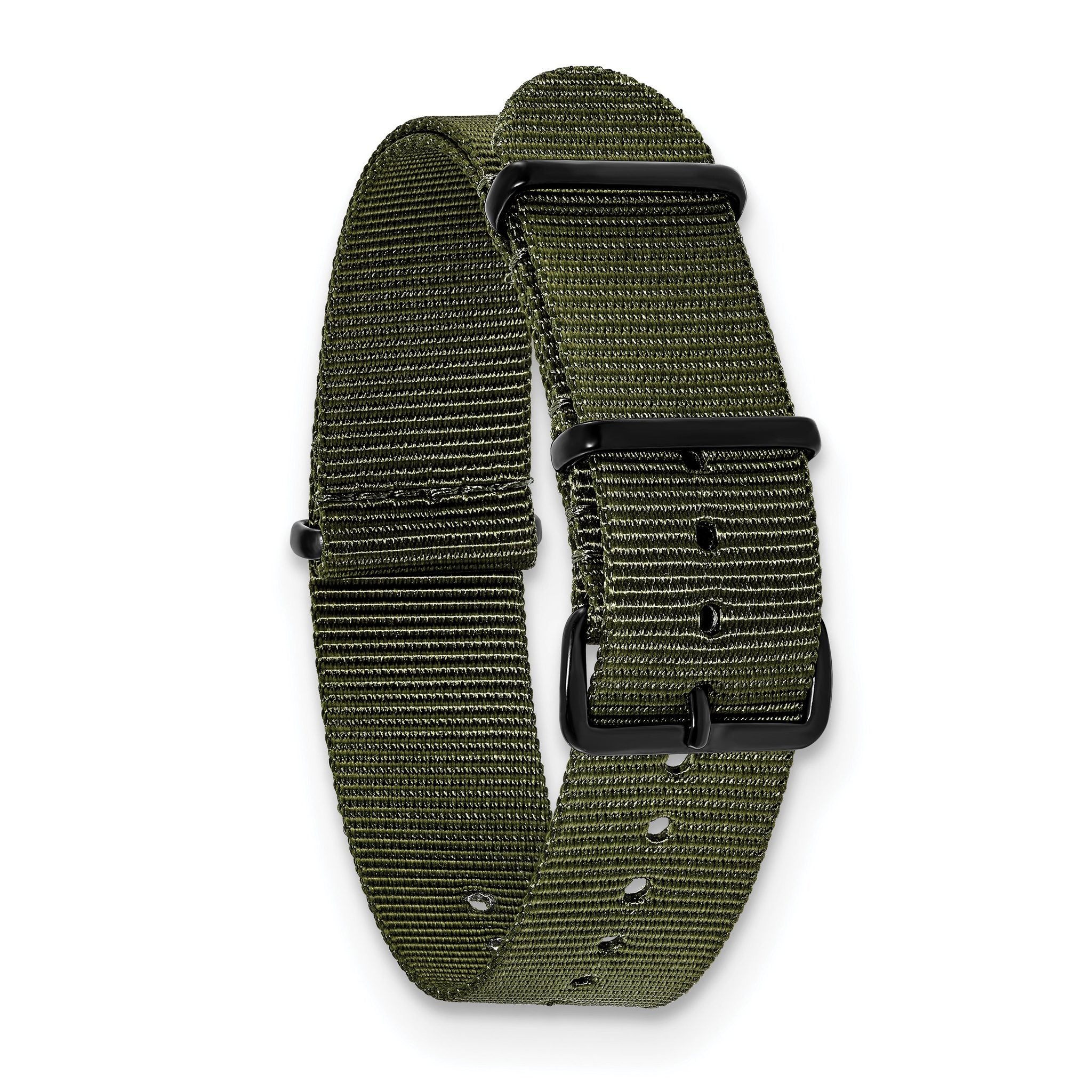 Olive Military Ballistic Nylon Watch Band, 18mm