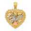 14K Tri-Color Gold #1 MOM Polished Shadowbox Pendant Elegant & Reversible