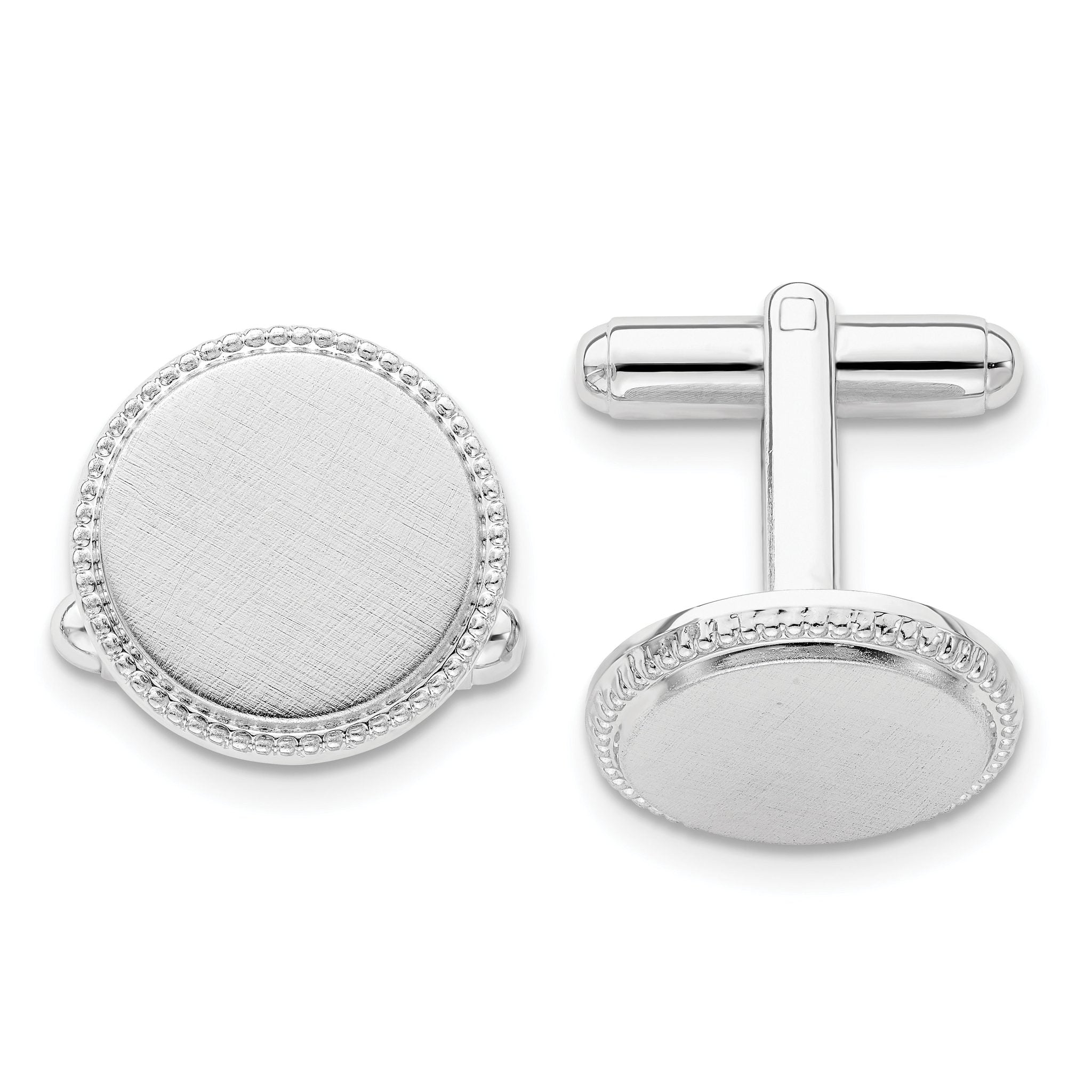 Rhodium-Plated Florentine Round Cuff Links by Kelly Waters Main image