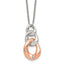 Stainless Steel Polished Rose IP-plated w/Crystal Three Loop 18in Necklace