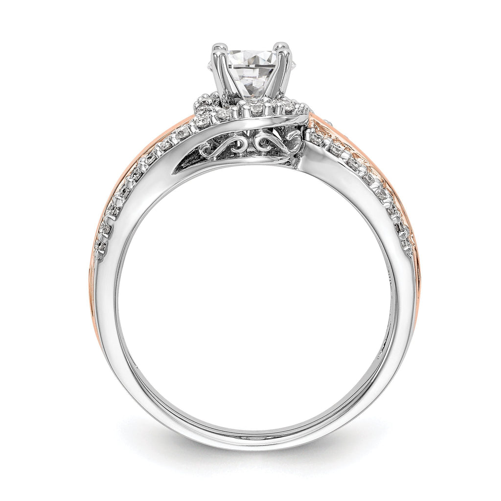 14K Two-tone Peg Set Diamond Semi-mount By-Pass Engagement Ring