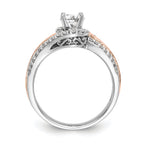 14K Two-tone Peg Set Diamond Semi-mount By-Pass Engagement Ring