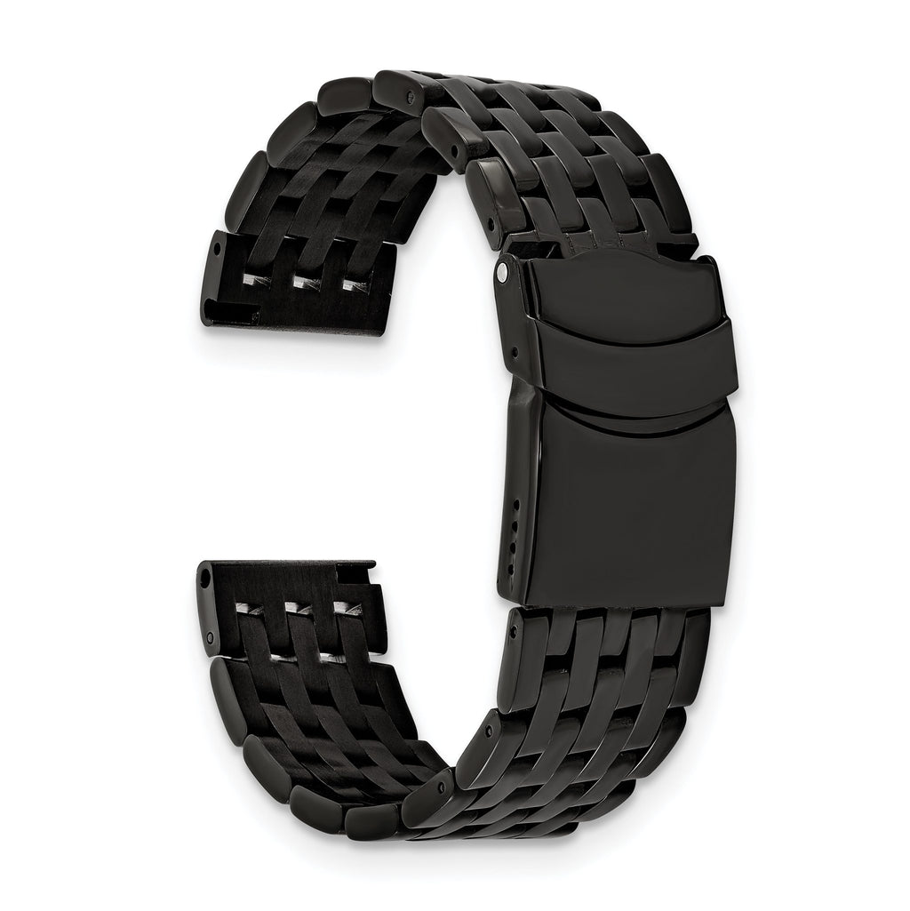 Navitimer-Style Watch Band in Black PVD Stainless Steel, 20mm