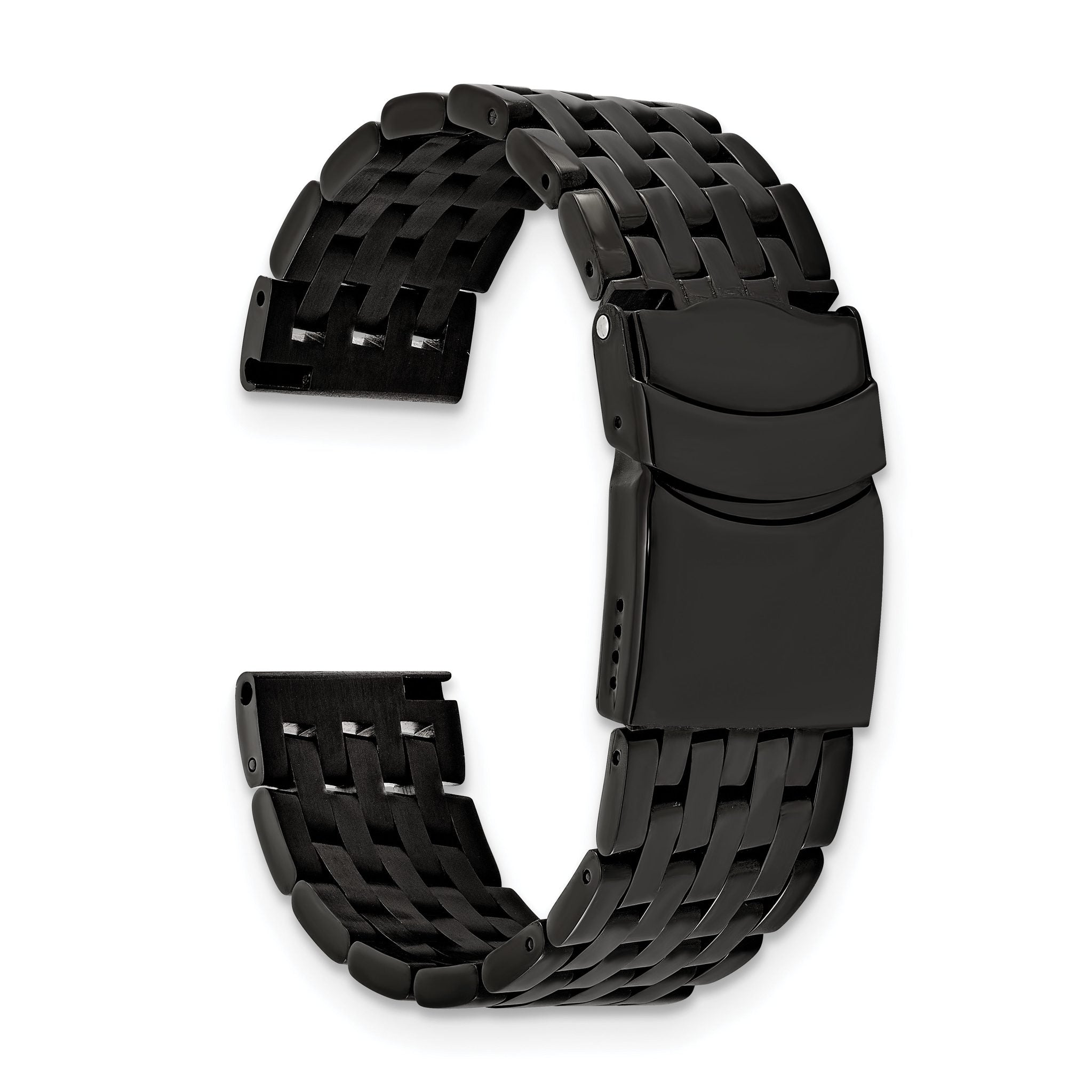 Navitimer-Style Watch Band in Black PVD Stainless Steel, 20mm