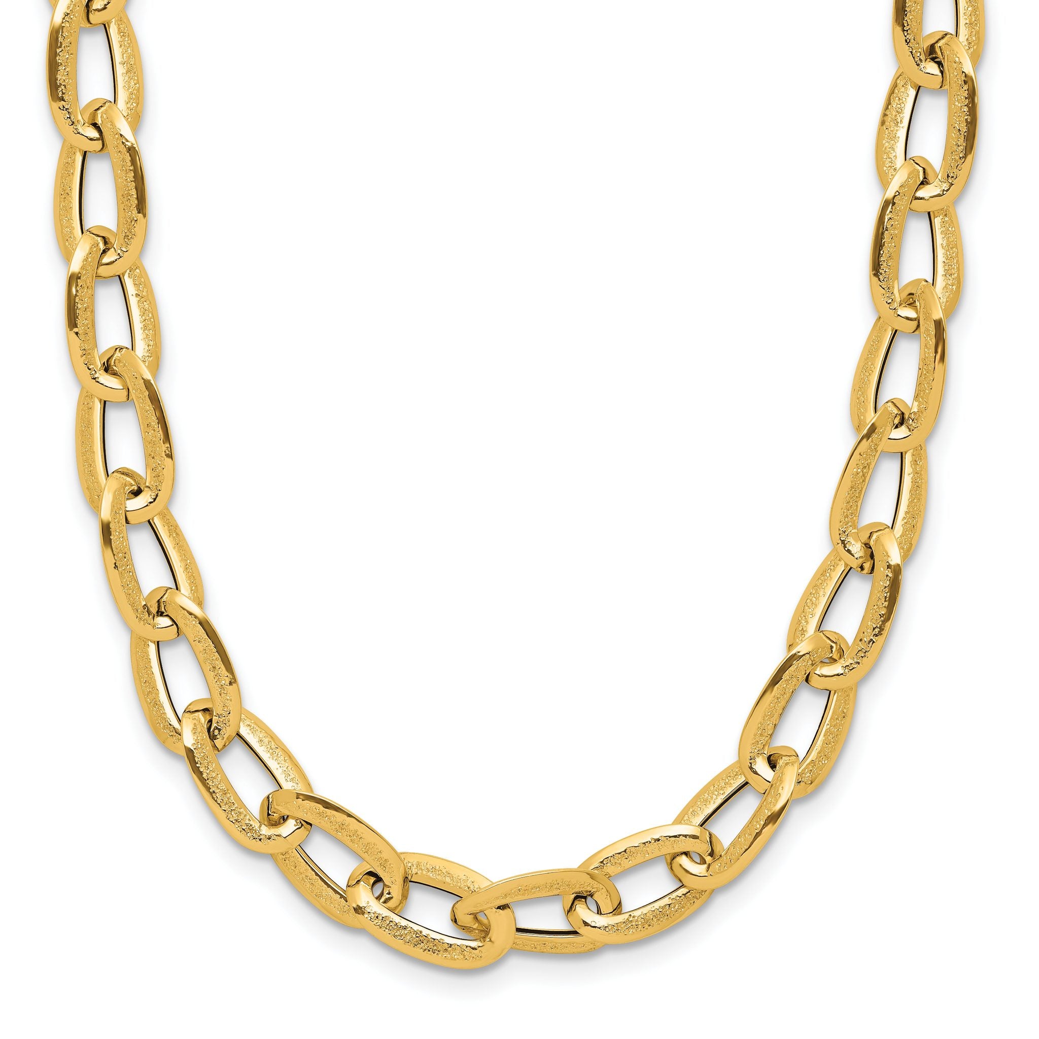 14K Polished and Satin Fancy Link Necklace Main image
