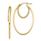 14k Polished & Textured Double Oval Hoop Earrings