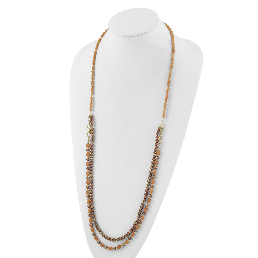 Sterling Silver Gold-plated Multi Stone Adj. 17in or 40in Necklace