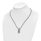 Cylinder Pendant Necklace in Stainless Steel & Leather