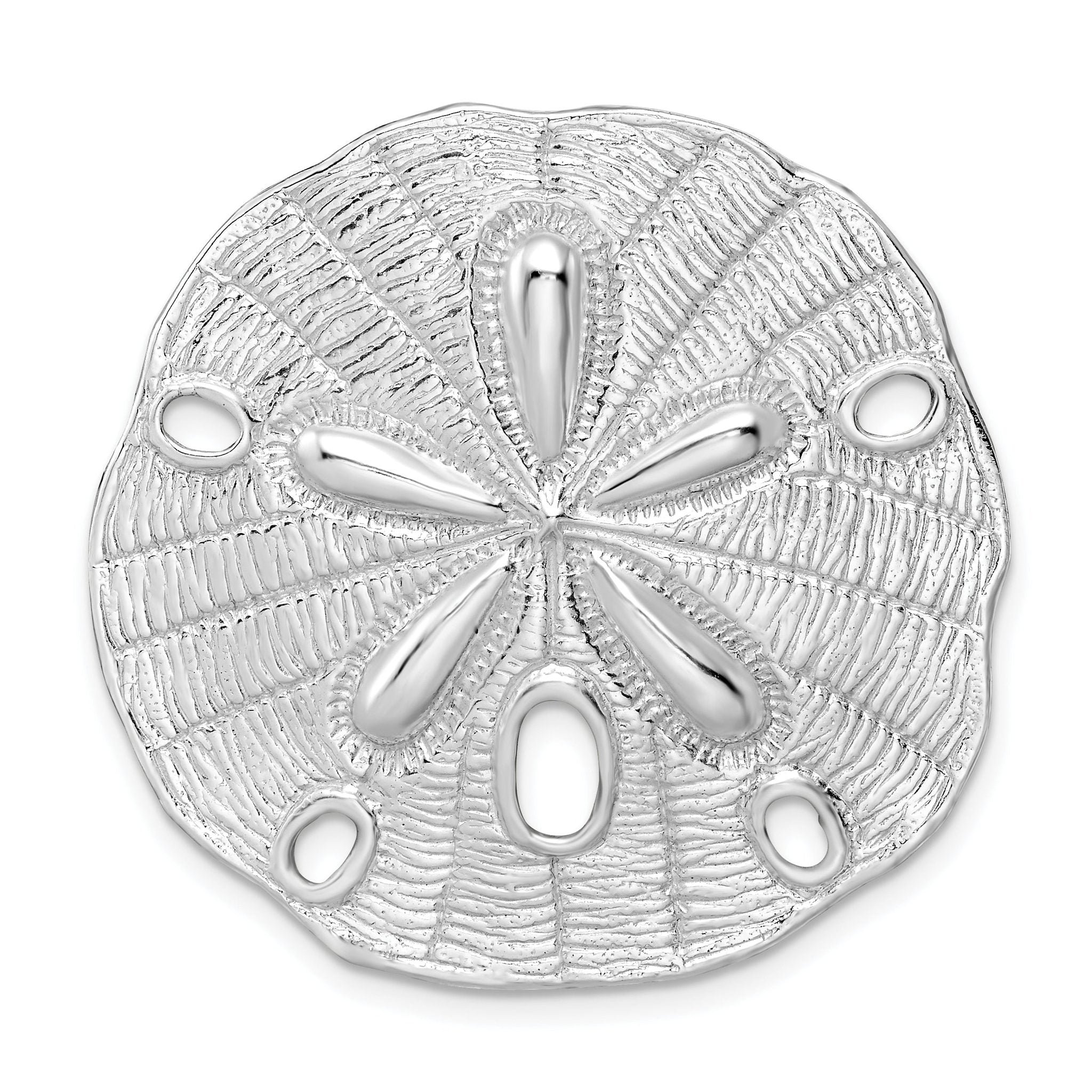 De-Ani Sterling Silver Rhodium-Plated Polished and Textured Large Sand Dollar Slide Main image