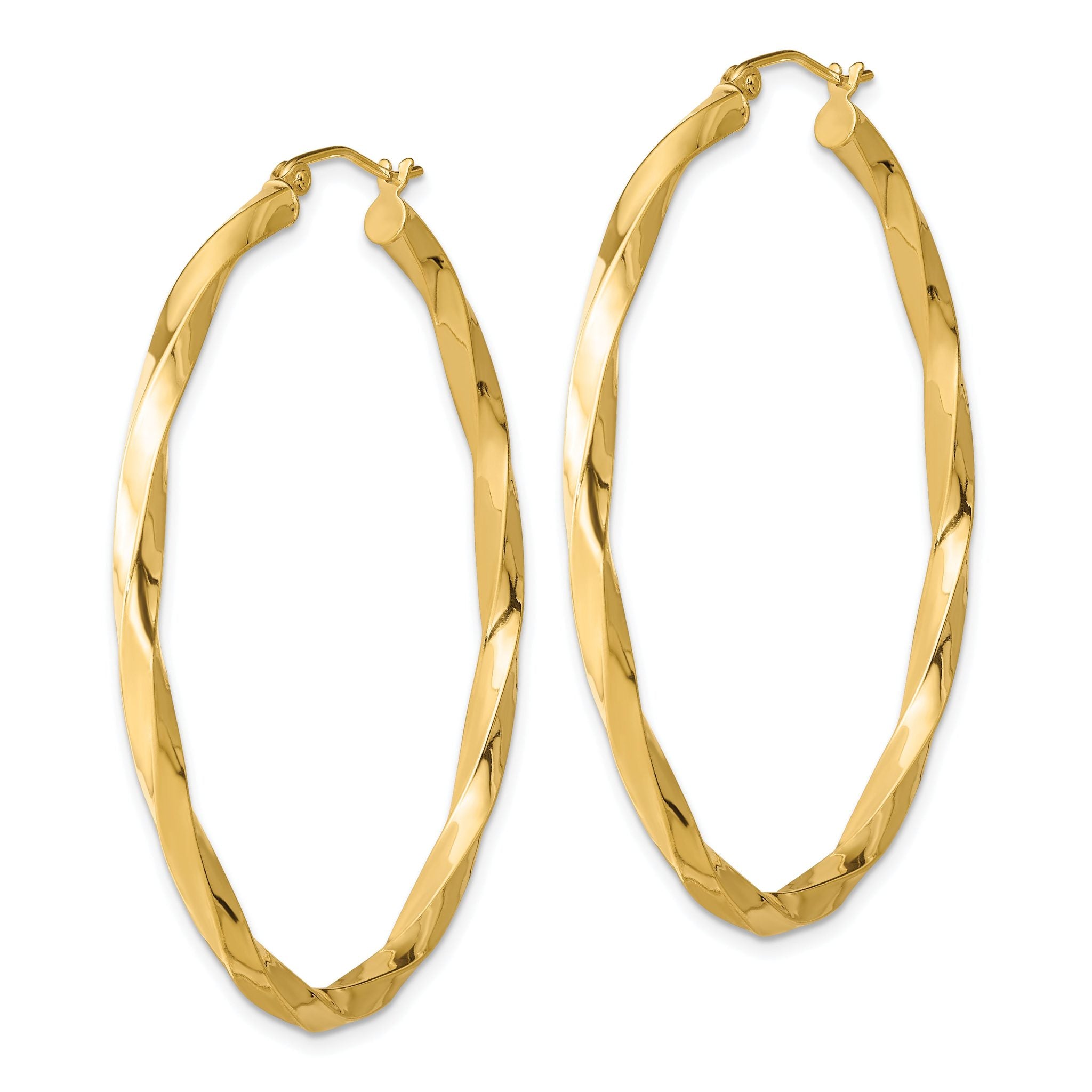 Sterling Silver Gold-plated Twisted 4mm Oval Hoop Earrings Secondary image