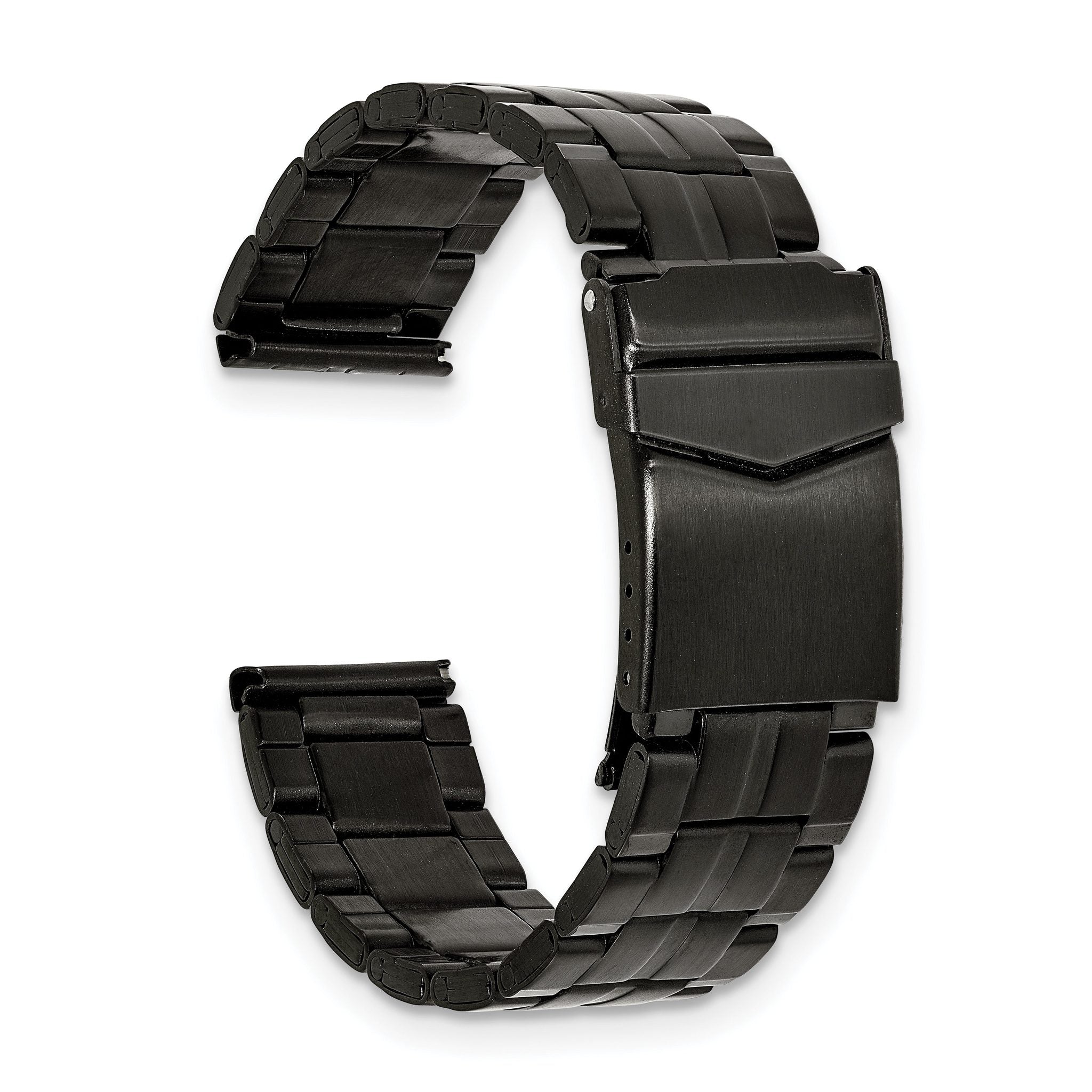 Folded Link Watch Band in Black PVD Stainless Steel, 20mm