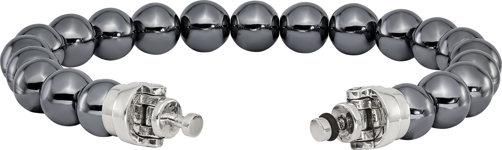 Sterling Silver Reflections 10mm Hematite Beaded 8in Bracelet/Bead not included, sold seperately