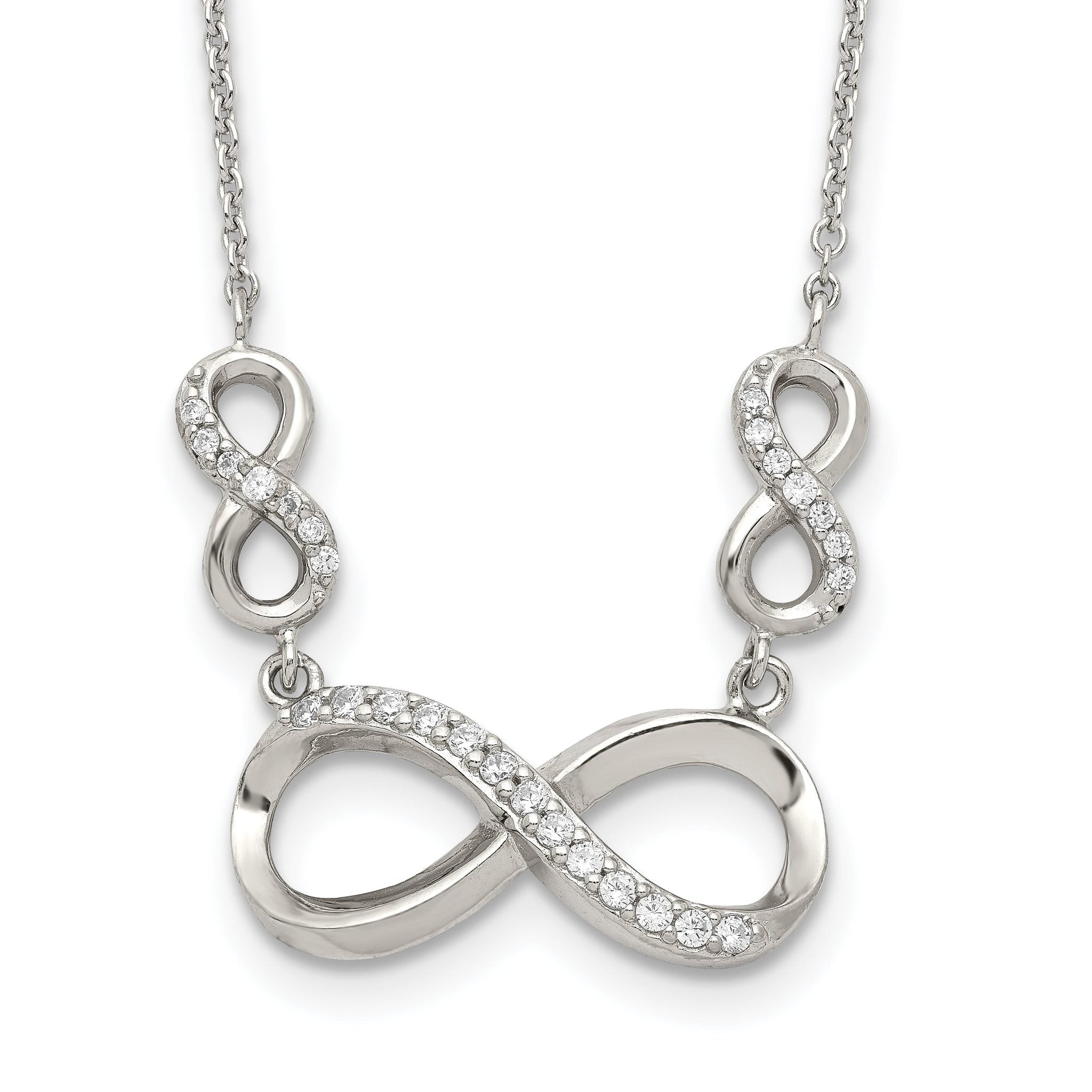 Sterling Silver Rhodium-plated Polished CZ Infinity Symbol Necklace Main image