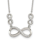 Sterling Silver Rhodium-plated Polished CZ Infinity Symbol Necklace