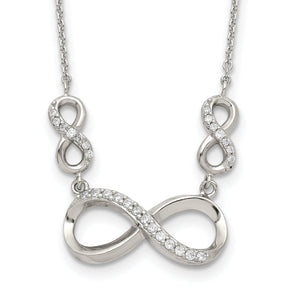 Cubic Zirconia Infinity Symbol Necklace in Sterling Silver, 18 Inch - Sophia Jewelers